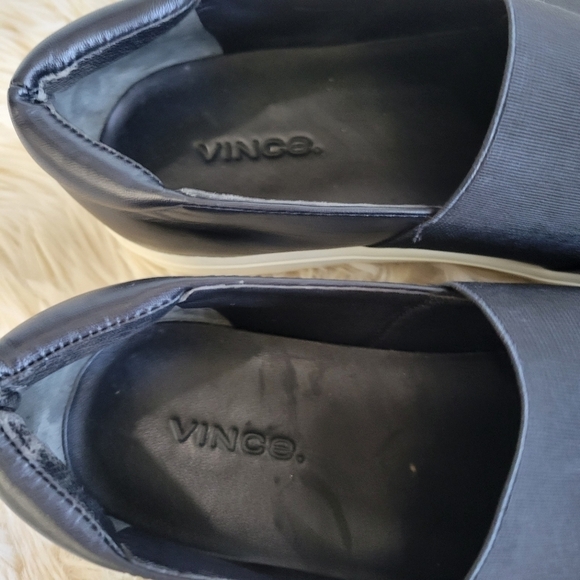 Vince Corbin Black Leather Slip On Loafer Sneaker Size 6.5 - Picture 6 of 10